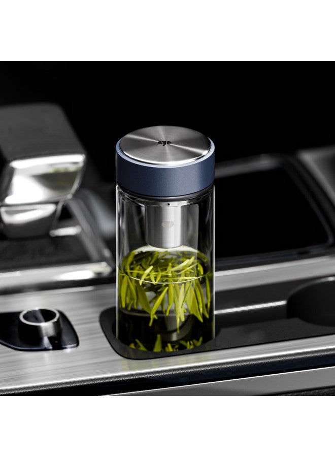 Wanxiang Single-layer Glass Cup U273r Business Office Stylish Tea Cup, Black And Blue, 520ml, Portable, Car-mounted, Home Brewing Cup
