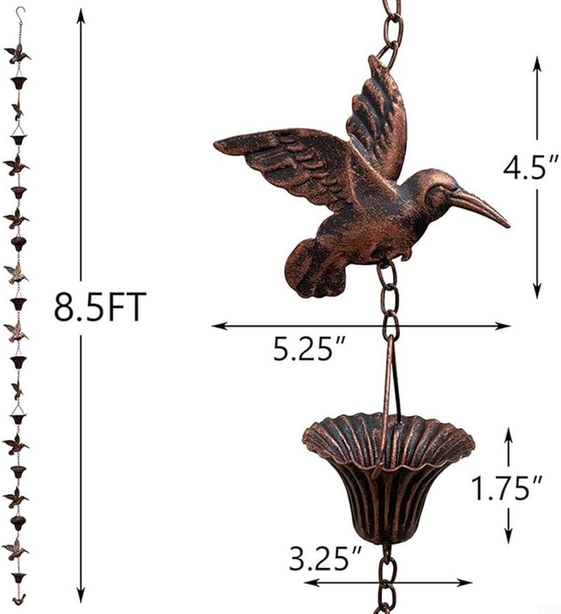 Brown Copper Rain Chain 8 5 Ft For Gutter Drainage Garden Patio Outdoor Water Feature - Image 3