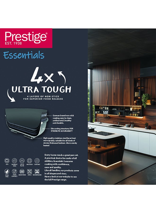 برستيج مقلاة Prestige Essential من الألمنيوم المصبوب الأسود 26 سم | مقلاة قلاية غير لاصقة تعتمد على الحث - Image 4