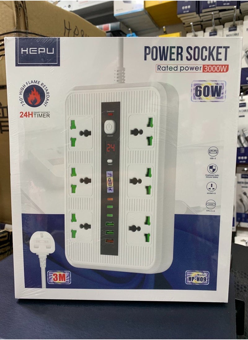 HEPU HEPU60W Power Socket With 3 Meter Cable  - Image 1