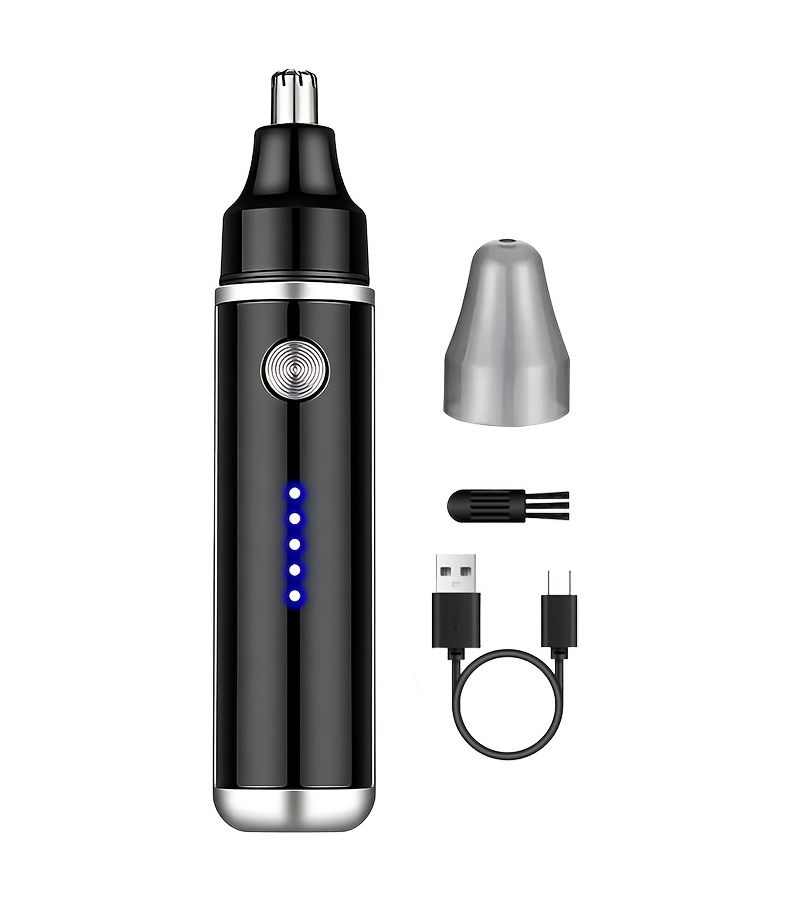 Black Professional Painless USB Rechargeable Nose Ear Hair Trimmer For Men - Image 1