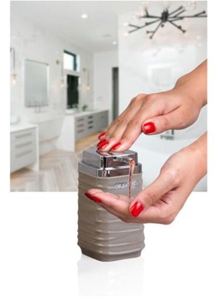 Generic Elegance Acrylic Square Soap Dispenser For Bathroom Countertop Dish Wash Soap Dispenser Kitchen Bathroom 300Ml Chrome Lid Beige  - Image 2