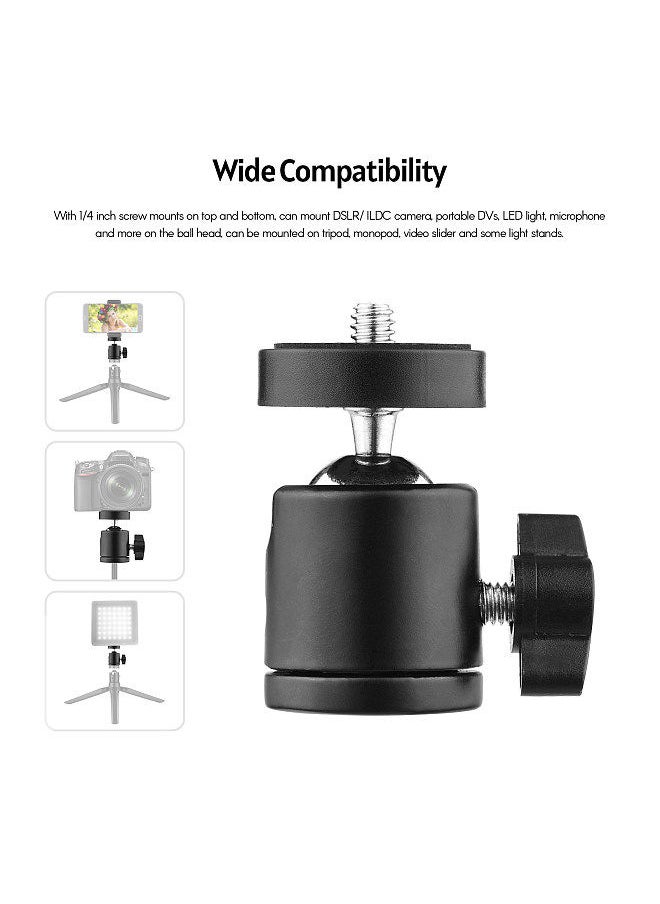 Generic - 2pcs Mini Swivel Ball Head Tripod Head 360 Degree Rotating Mount Base Adapter with Universal 1/4 Inch Screw Mounts for DSLR ILDC Camera DV Tripod Monopod Light Stand - Image 1