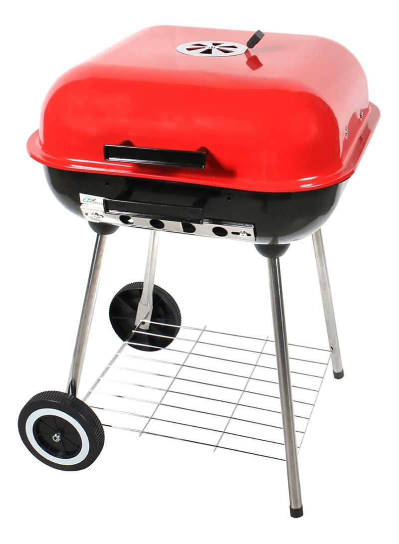 DubaiGallery Charcoal Grill, 18 inch Stainless Steel BBQ Charcoal with Wheels and Storage Holder for Camping, Picnic, Barbecue, Party, Outdoor Activities - Image 1