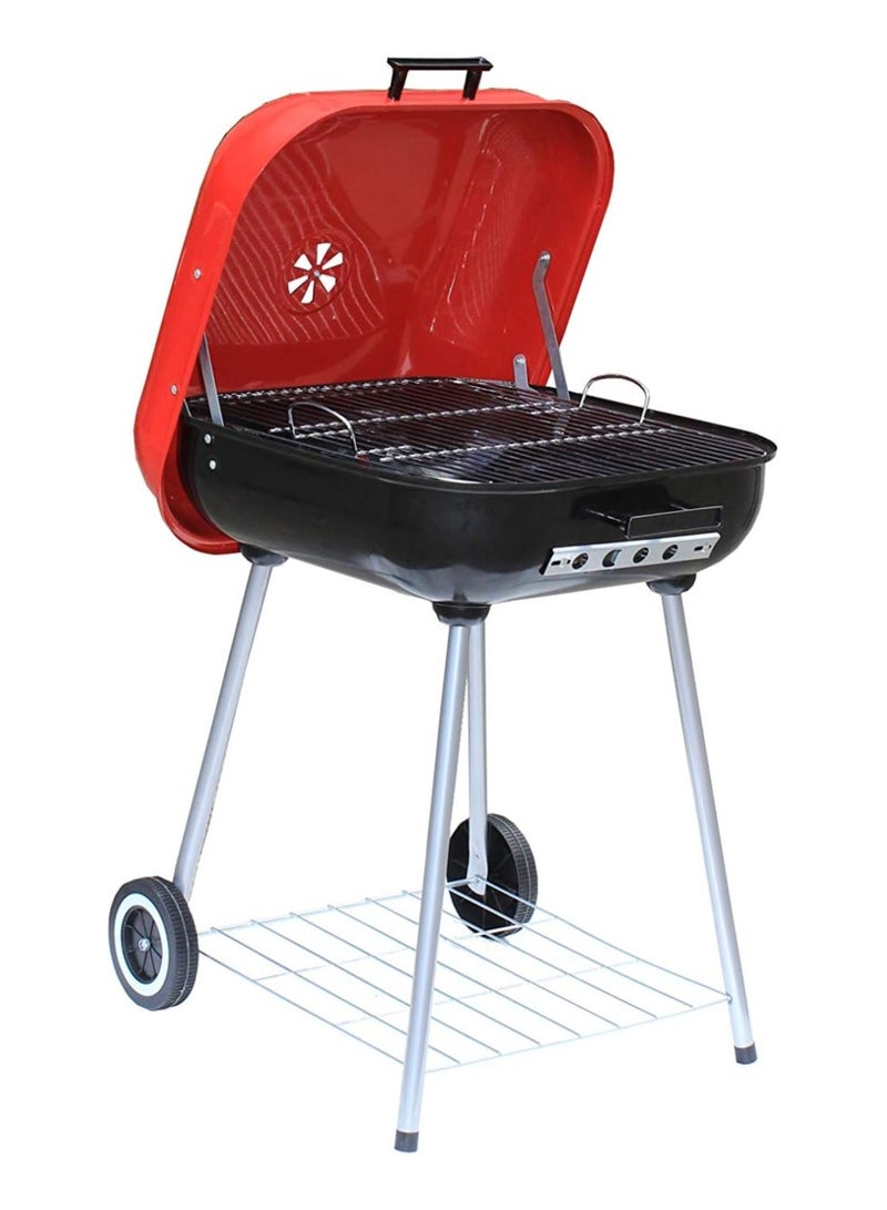 DubaiGallery Charcoal Grill, 18 inch Stainless Steel BBQ Charcoal with Wheels and Storage Holder for Camping, Picnic, Barbecue, Party, Outdoor Activities - Image 2