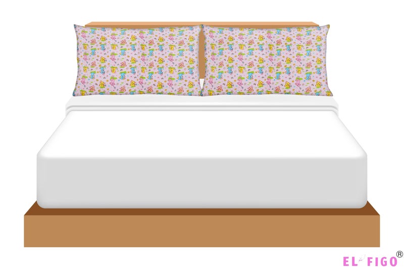 EL FIGO Soft Decorative Cartoon Printed Velvet Pillow Cases (No Filler) (Set of 2) (Standar Size 25 inch * 16 inch) (Pink) - Image 5