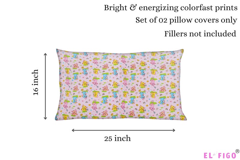 EL FIGO Soft Decorative Cartoon Printed Velvet Pillow Cases (No Filler) (Set of 2) (Standar Size 25 inch * 16 inch) (Pink) - Image 4
