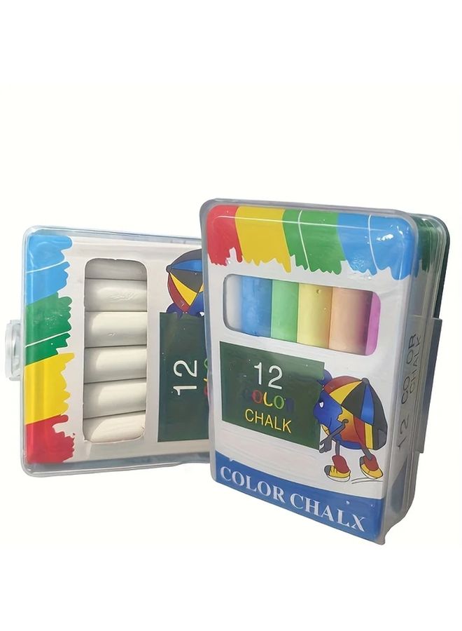 12 White Chalk Sticks Box For Blackboard Whiteboard Writing Drawing - Image 1