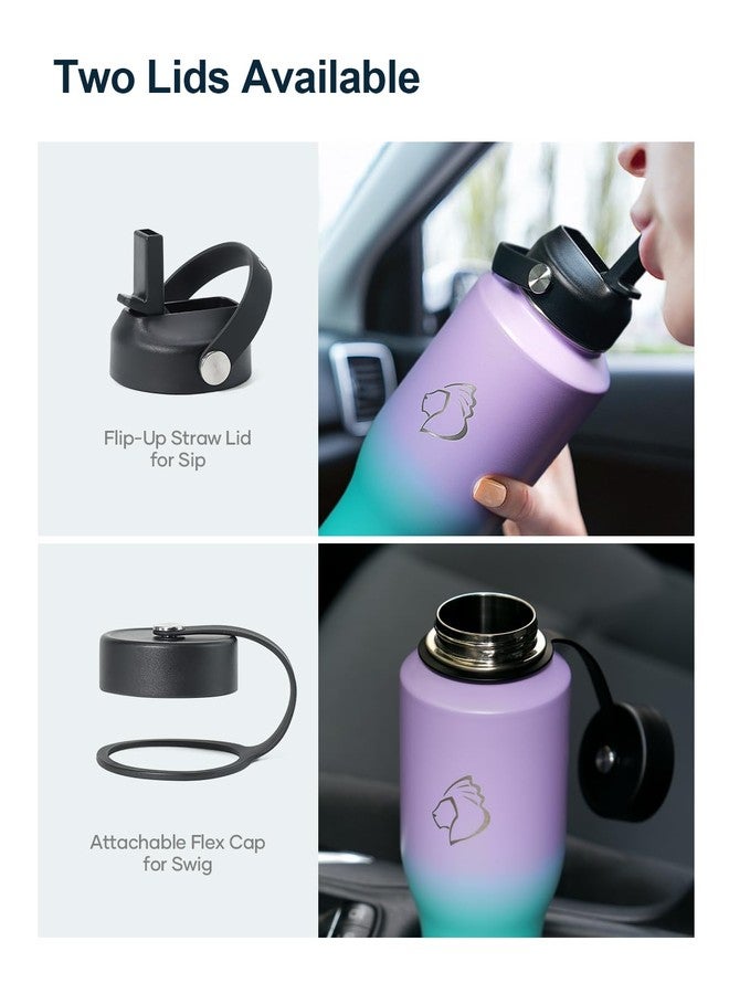 BUZIO Water Bottle 40oz Fits in Cup Holder, Double Wall Vacuum Insulated Tumbler with Lid and Straw, Leakproof 18/8 Stainless Steel Travel Flask Water Cup Keeps Drinks Hot Cold, Dark Purple Green - Image 4