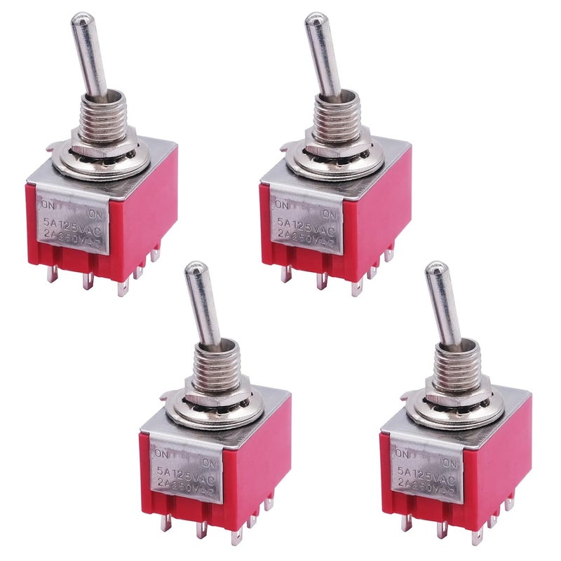 mxuteuk 4pcs MTS-302 9 Terminal 2 Position 3PDT Mini Miniature Toggle Switch Car Dash Dashboard ON/ON 5A 125V 2A 250V - Image 1