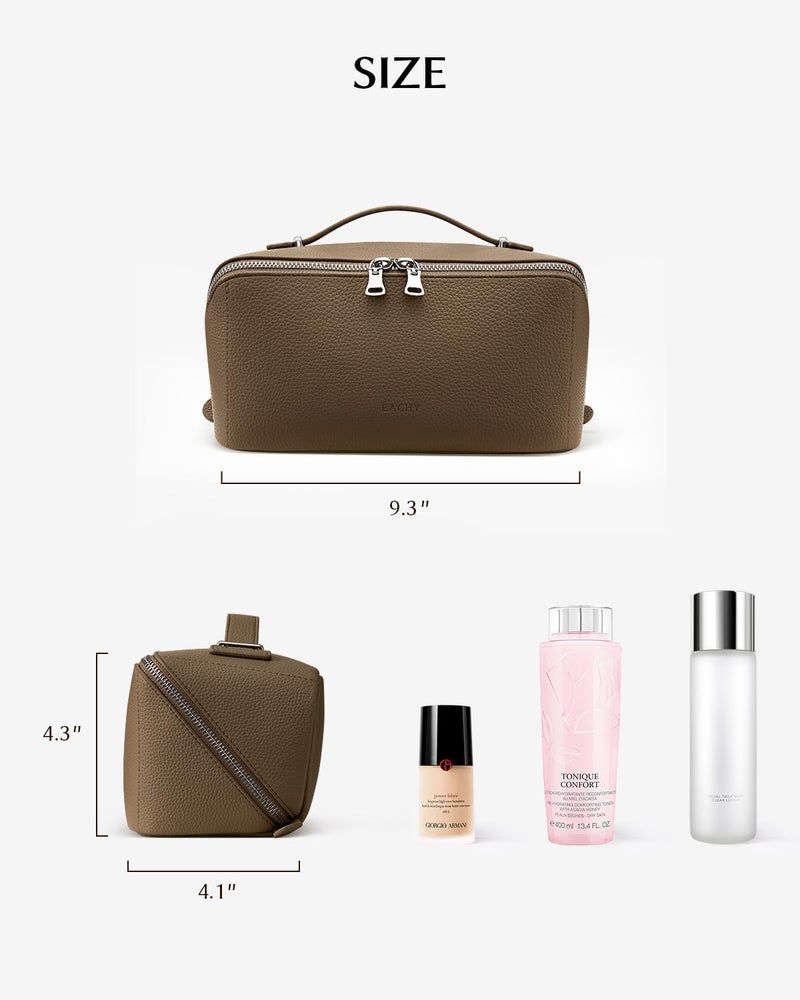 EACHY Makeup Bag,Large Capacity Travel Makeup Bag,Waterproof Portable Open Flat Toiletry Bag Cosmetic Bag with Divider and Handle - Image 5