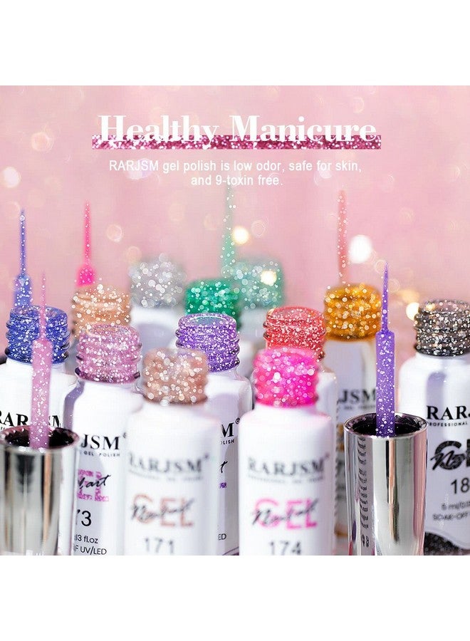 RARJSM Reflective Glitter Nail Art Gel Liner Flash Diamond Painted Polish 12 Colors 5ml Sparkle Silver Brown Hot Pink Green Black Pigment UV LED Soak off Curing Requires for Design - Image 2