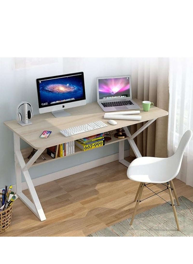 Generic - Desktop Computer Desk, K-Type White Computer Table, Simple Game Table, Student Writing Study Table for Home Bedroom Kids Room Office (White 100 * 60cm) - Image 1