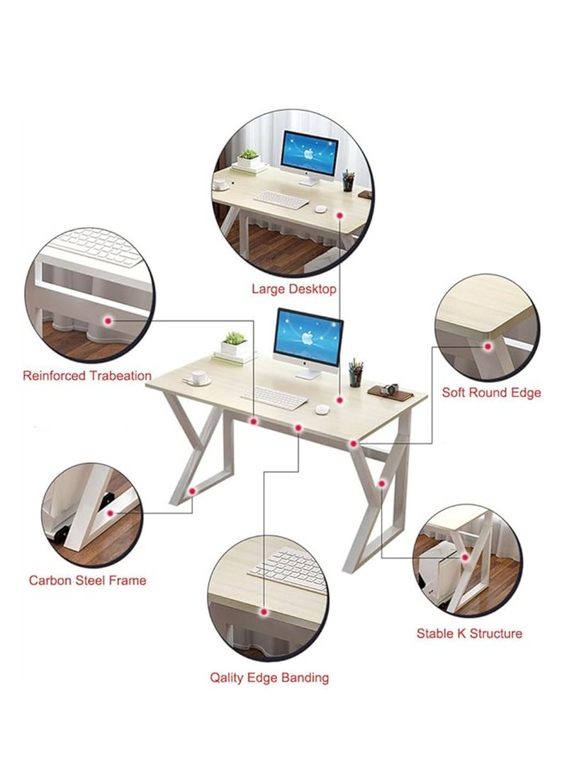 Generic - Desktop Computer Desk, K-Type White Computer Table, Simple Game Table, Student Writing Study Table for Home Bedroom Kids Room Office (White 100 * 60cm) - Image 1