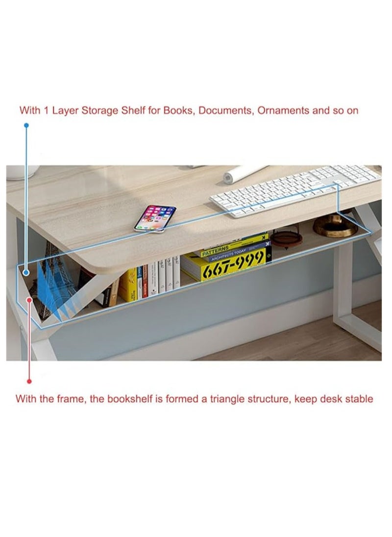 Generic - Desktop Computer Desk, K-Type White Computer Table, Simple Game Table, Student Writing Study Table for Home Bedroom Kids Room Office (White 100 * 60cm) - Image 1