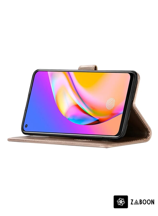 Zaboon غطاء حماية لهاتف OPPO A94 / A95 5G بنمط طباعة البومة مع جرس الرياح وحافظة وفتحات بطاقات ومحفظة - Image 4