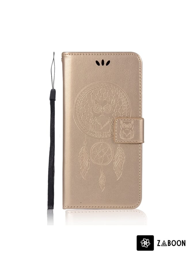 Zaboon غطاء حماية لهاتف OPPO A94 / A95 5G بنمط طباعة البومة مع جرس الرياح وحافظة وفتحات بطاقات ومحفظة - Image 2