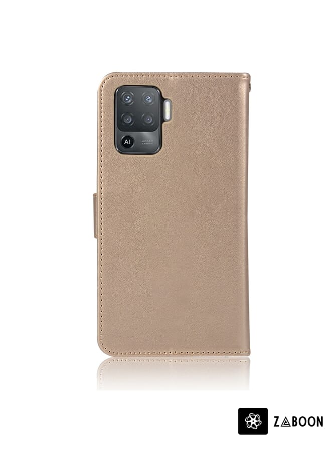 Zaboon غطاء حماية لهاتف OPPO A94 / A95 5G بنمط طباعة البومة مع جرس الرياح وحافظة وفتحات بطاقات ومحفظة - Image 3