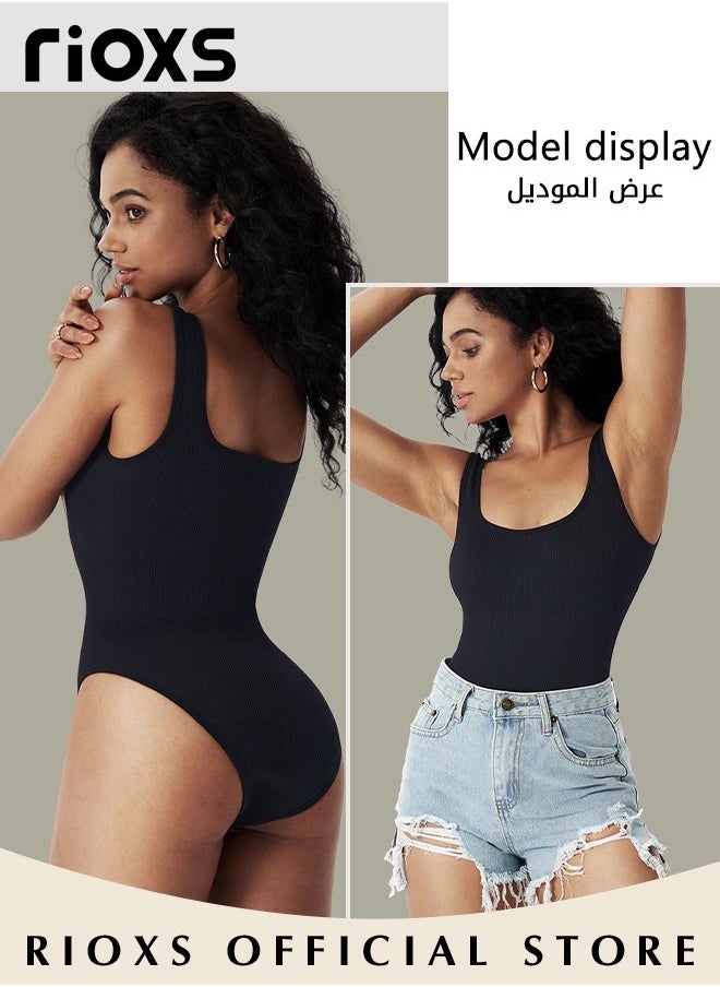 RIOXS - Women Body Suit Tops Shape Wear Tank Seamless Tummy Control Slimming Waist Jumpsuits U-Neck Sculpting Body Shaper - Image 1