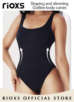 RIOXS Women Body Suit Tops Shape Wear Tank Seamless Tummy Control Slimming Waist Jumpsuits U-Neck Sculpting Body Shaper  - Image 3