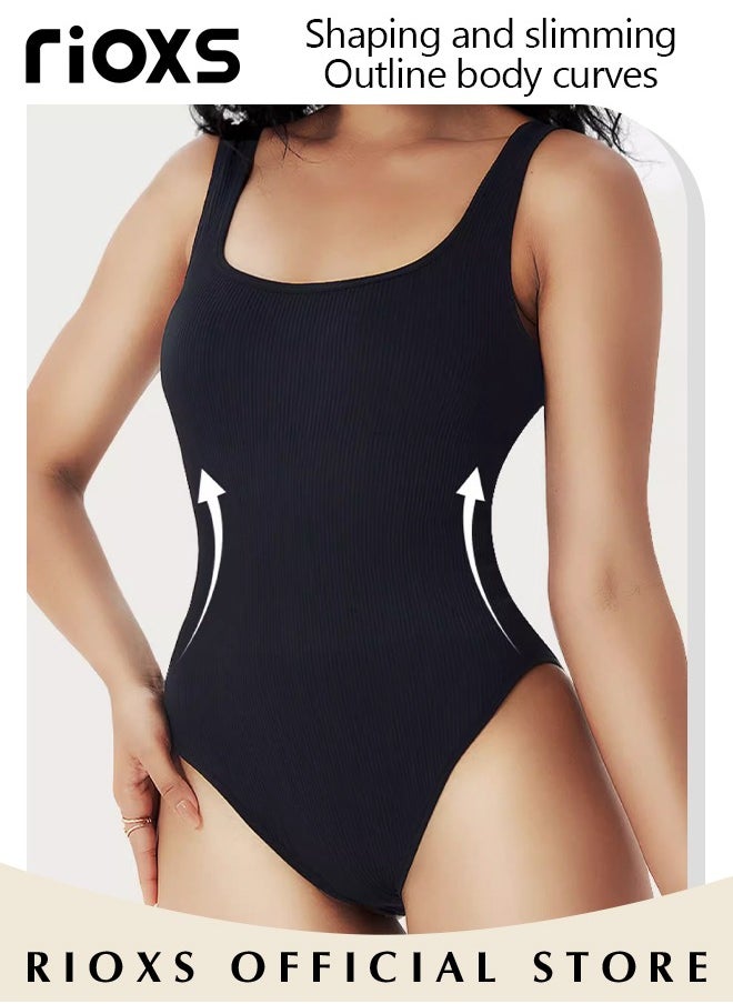 RIOXS - Women Body Suit Tops Shape Wear Tank Seamless Tummy Control Slimming Waist Jumpsuits U-Neck Sculpting Body Shaper - Image 1