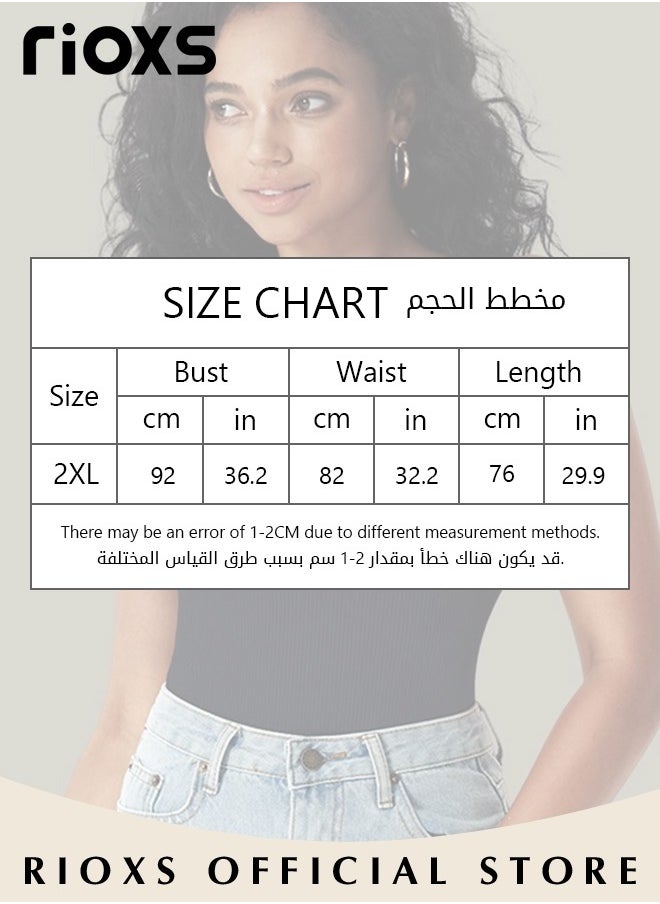 RIOXS - Women Body Suit Tops Shape Wear Tank Seamless Tummy Control Slimming Waist Jumpsuits U-Neck Sculpting Body Shaper - Image 1