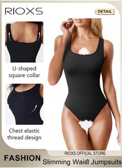 RIOXS Women Body Suit Tops Shape Wear Tank Seamless Tummy Control Slimming Waist Jumpsuits U-Neck Sculpting Body Shaper  - Image 2