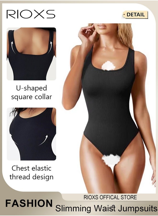 RIOXS - Women Body Suit Tops Shape Wear Tank Seamless Tummy Control Slimming Waist Jumpsuits U-Neck Sculpting Body Shaper - Image 1
