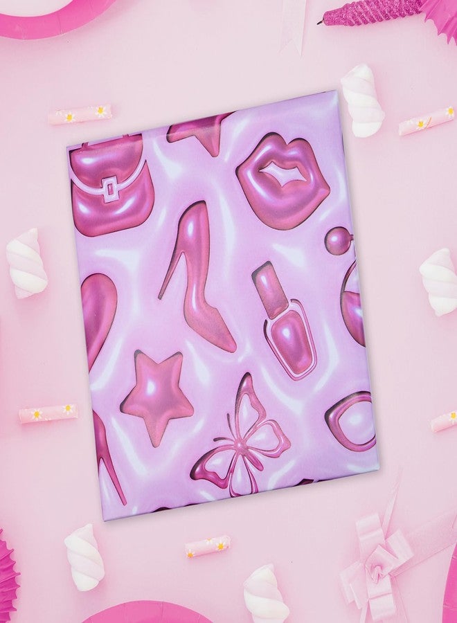 Vnaaem 3D Effect Girl Princess Wrapping Paper Roll for Girls Women - Pink Girl Birthday Design Gift Wrap Sheets for Holiday Baby Shower Wedding Bridal Shower DIY Craft Party(Total 28.5sq.ft - Image 5