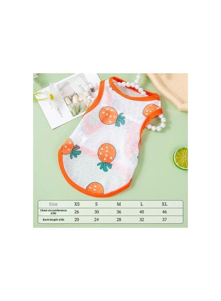 A.M Dog Clothes, Pet Clothes, Summer Thin Vest Style Cute Fruit Design Clothes, Cat Clothes, Breathable, Soft, Small and Medium Dogs, Prevents Shedding, Walking Outing Wear - Image 2