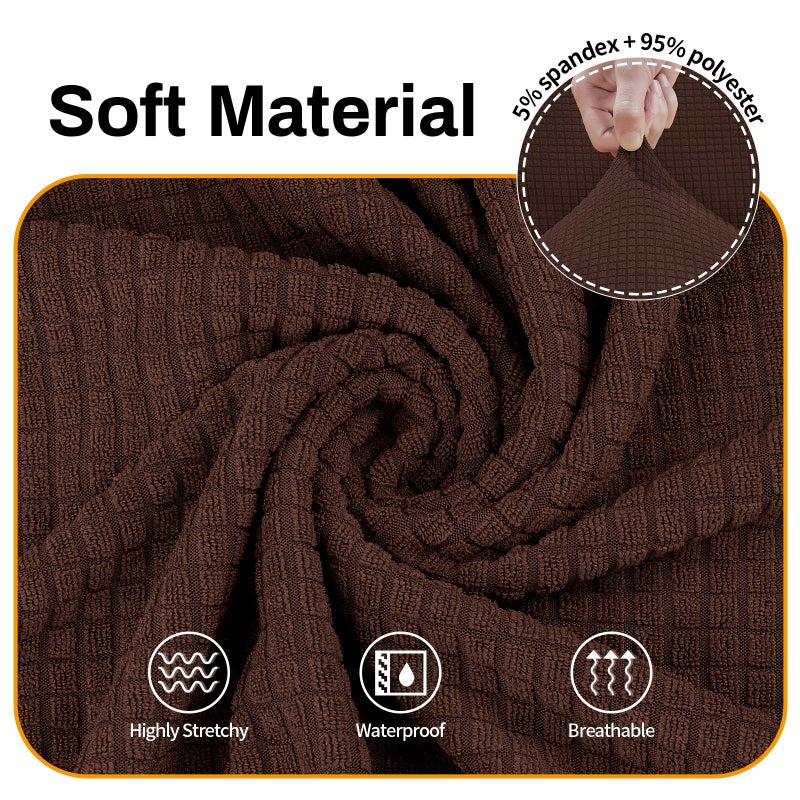 Asnomy Couch Covers for 3 Cushion Couch Sofa pet Friendly, 3 Seater Sofa Cover Washable Slipcovers, Protector Furniture Covers for Dogs Jacquard Fabric Small Checks ï¼ˆLargeï¼ŒChocolateï¼‰ - Image 3
