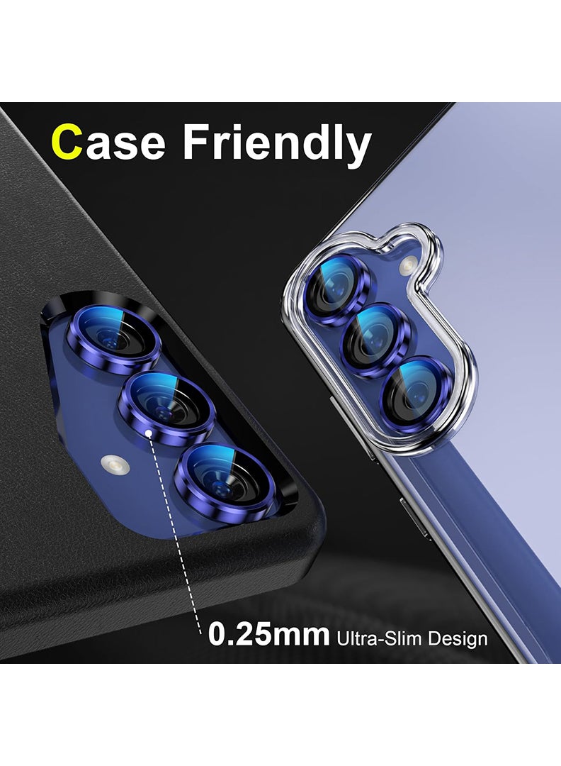 Theodor Samsung Galaxy S25 3 Pcs Camera Lens Protector With 9H Tempered HD Glass Camera Cover Anti Scratch Aluminum Alloy Camera Ring, Blue - Image 5