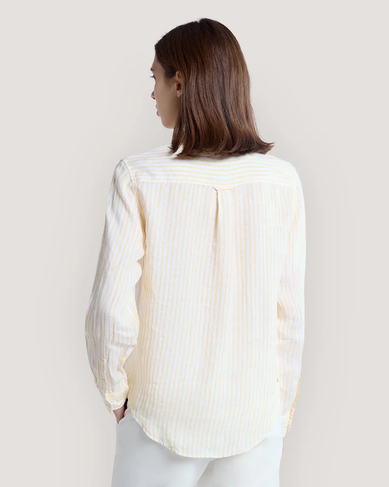 غانت قميص كتان مخطط بقصة عادية من جانت