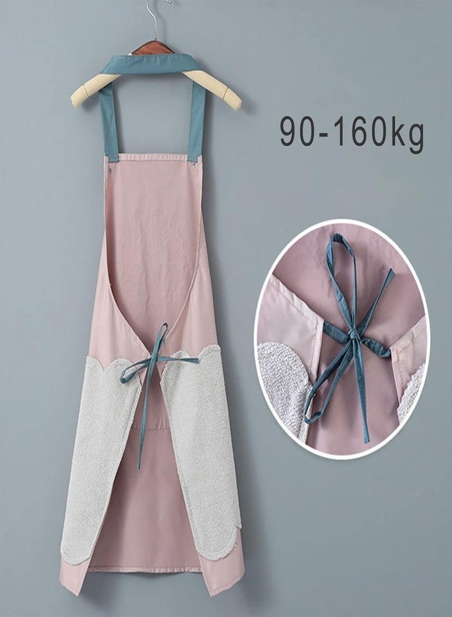 ABlue Clipper Kitchen Apron with Hand-Wiping Towels, Waterproof PVC, Big Pocket for Cooking Baking, Adjustable Strap, Oil-Proof Coral Velvet Design, Unisex Apron for Women and Men (Blue) - Image 5