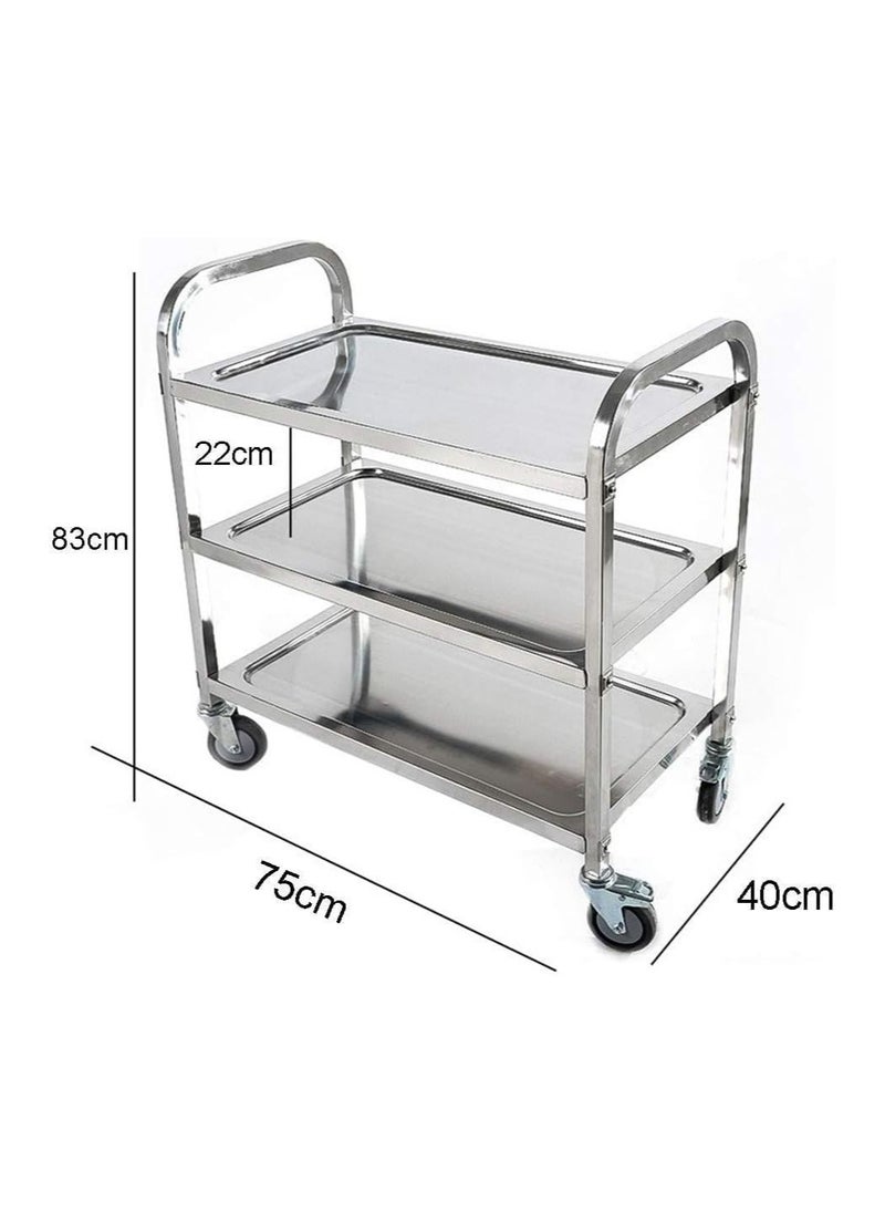 Grace Grace Stainless Steel 3 Layers Service Cart Kitchen Trolley 75x40x83cm  - Image 2