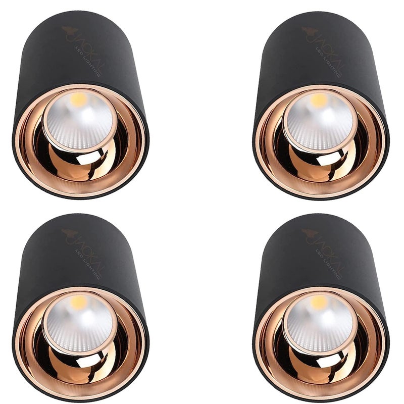 JACKAL JACKAL LED 6 Watts Warm White Round Surface Light Cylindrical Shape Indoor Ceiling Mounted Spot Light Cob Down Light Aluminium Body Pack of 4  - Image 1