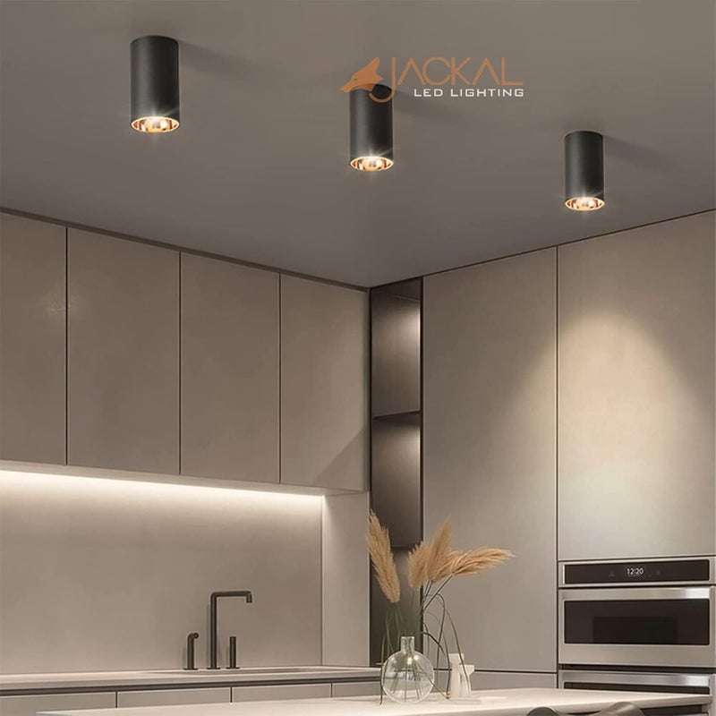 JACKAL JACKAL LED 6 Watts Warm White Round Surface Light Cylindrical Shape Indoor Ceiling Mounted Spot Light Cob Down Light Aluminium Body Pack of 4  - Image 3
