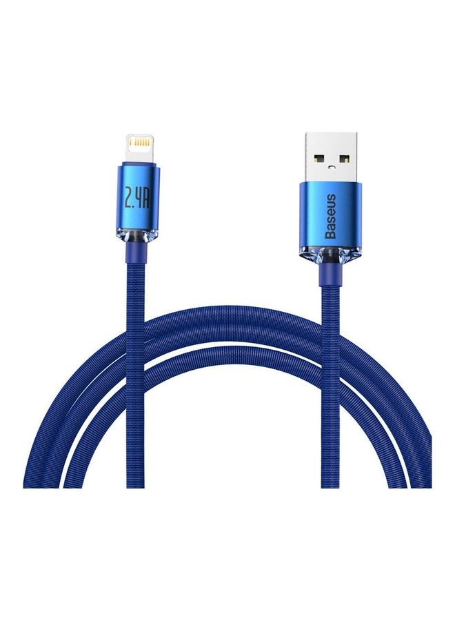 Baseus USB-A to Lightning Braided Cable (1.2m) Crystal Shine Series Charge & Sync Cable For Apple iPad, AirPods, iPhone 13/12/11, 11 Pro, 11 Pro Max, XS, XS Max, XR, X, 8SE/8/8 Plus and More - Blue - Image 2