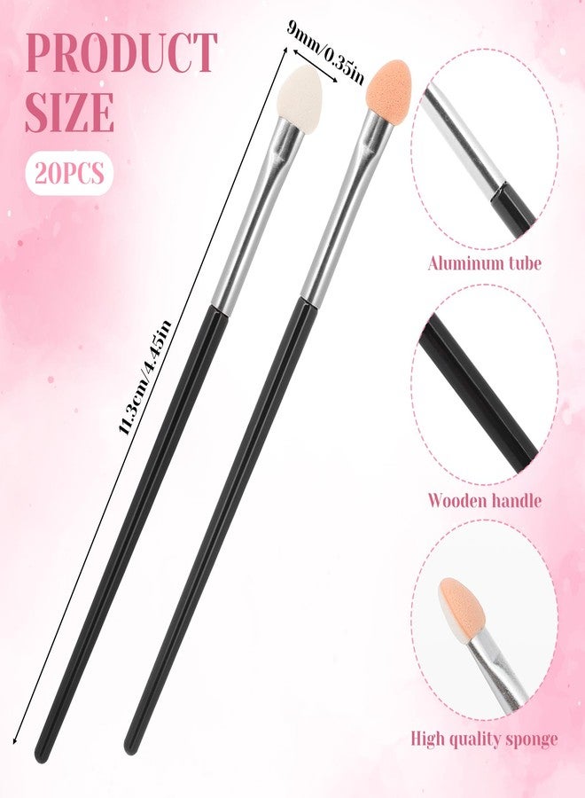 Jeffdad مجموعة فرش ظلال العيون جيفداد 20 قطعة مع إسفنجات تطبيق ظلال العيون، فرش احترافية قابلة لإعادة الاستخدام للنساء (عمود فضي أسود) - Image 3