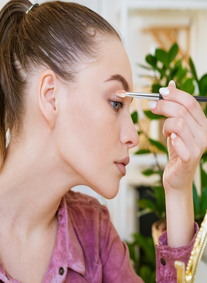 Jeffdad مجموعة فرش ظلال العيون جيفداد 20 قطعة مع إسفنجات تطبيق ظلال العيون، فرش احترافية قابلة لإعادة الاستخدام للنساء (عمود فضي أسود) - Image 4