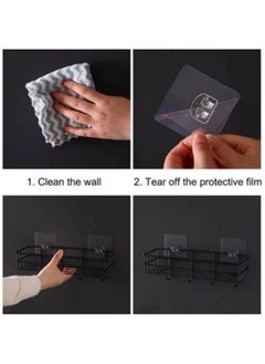iSTAR iSTAR GI Steel Self-Adhesive Multipurpose Bathroom Shelf with Hooks/Towel Holder/Rack/Bathroom Accessories-Wall Mount - (Black,Powder Coated) (Pack of 1)  - Image 3