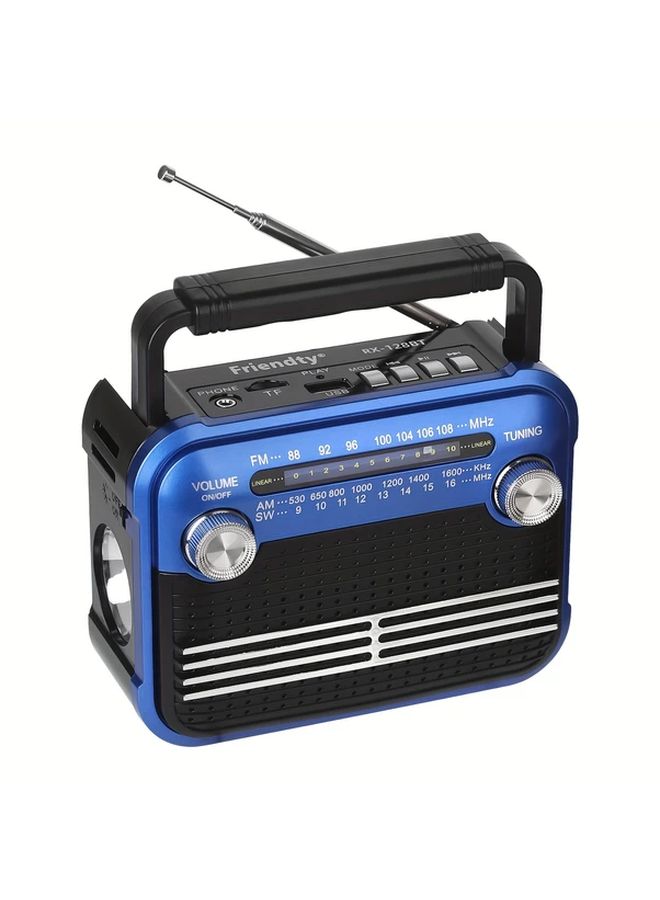 Blue Portable Radio with FM AM SW1 6 USB TF SD Player Built In Loudspeaker Battery USB Powered Compatible Smartphone Tablet Laptop Home Travel Camping Car - Image 2