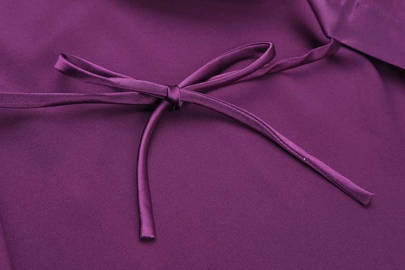 Goodmansam Women's Simplicity Style Nightwear Elegant Kimono Robes, Long,Small,Eggplant Purple3 - Image 3