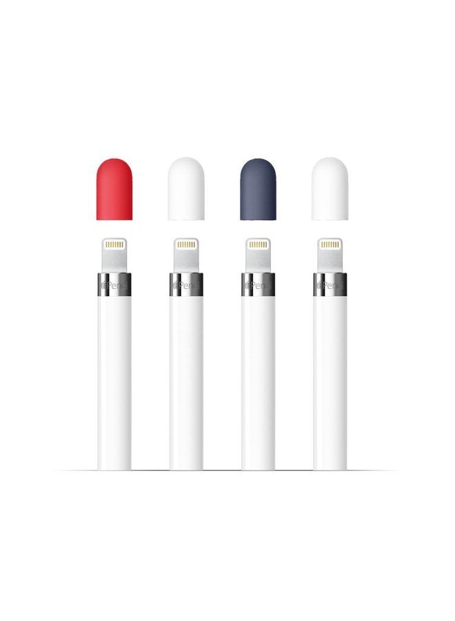 FRTMA for Apple Pencil Cap - 4 Packs Red,White,Midnight Blue,White cap - Image 2