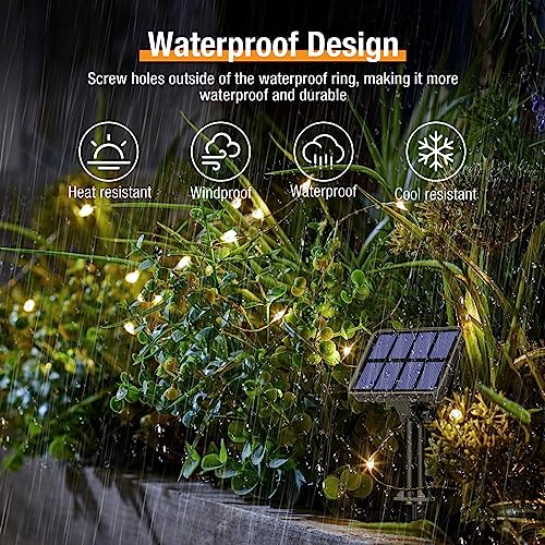 btfarm 4 Pack Solar String Lights Outdoor - Total 320LED 132FT Solar Fairy Lights Waterproof 8 Modes, Copper Wire Solar Powered Twinkle Light for Outside Christmas Tree Garden Wedding Party,Warm White - Image 5