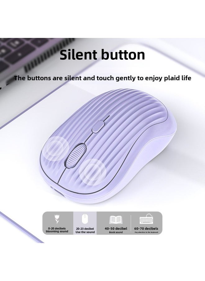 Generic - Direct Macaron Dual-mode Wireless Bluetooth Mute Mouse Office Notebook Mobile Phone Universal-Color:Charging Dual Mode Striped Yellow - Image 1