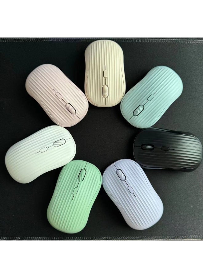 Generic - Direct Macaron Dual-mode Wireless Bluetooth Mute Mouse Office Notebook Mobile Phone Universal-Color:Charging Dual Mode Striped Yellow - Image 1