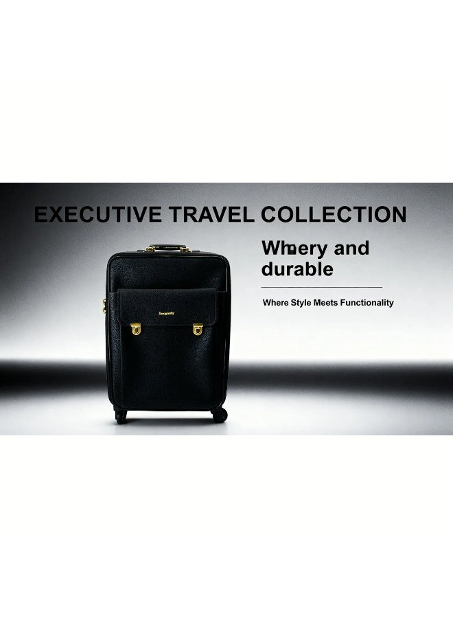 Prosperity 【Luxury Faux Leather】Executive Travel Collection Luggage | TSA Lock | 360° Spinner Wheels | Gold Hardware | 20"/24"/28" - Image 2