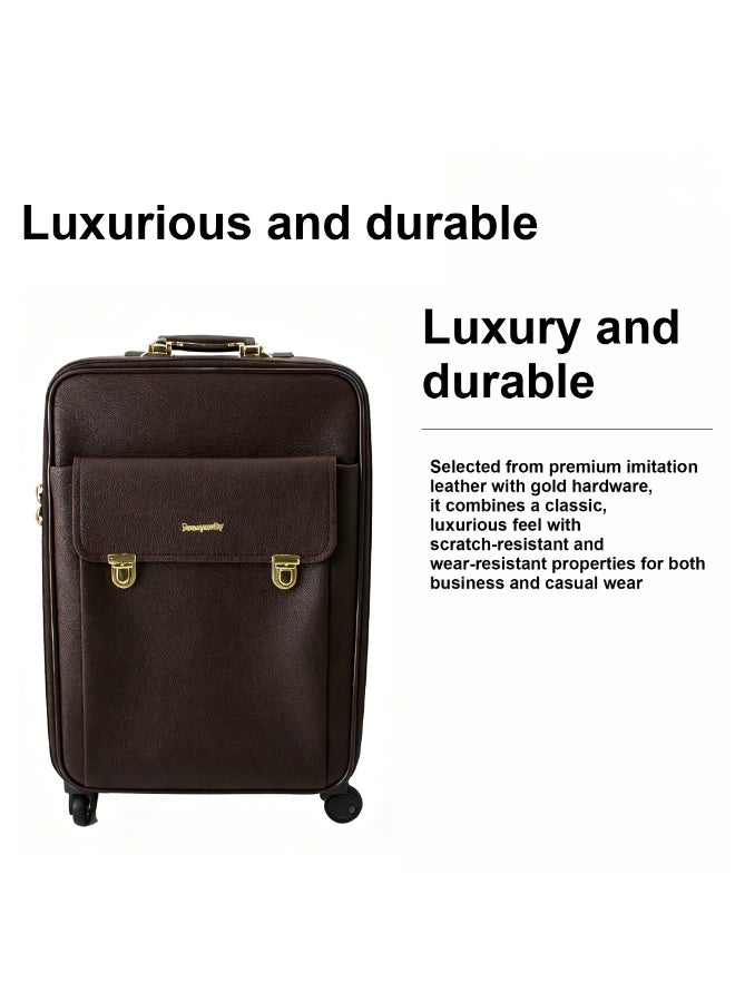 Prosperity 【Luxury Faux Leather】Executive Travel Collection Luggage | TSA Lock | 360° Spinner Wheels | Gold Hardware | 20"/24"/28" - Image 3