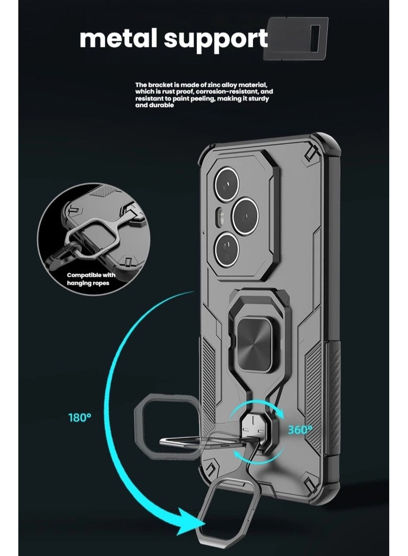 general Case for Honor 400Pro, [Built-in Rotating Stand] Magnetic Ring Holder Heavy Duty TPU+PC Shockproof Drop Protection Phone Case - Image 3